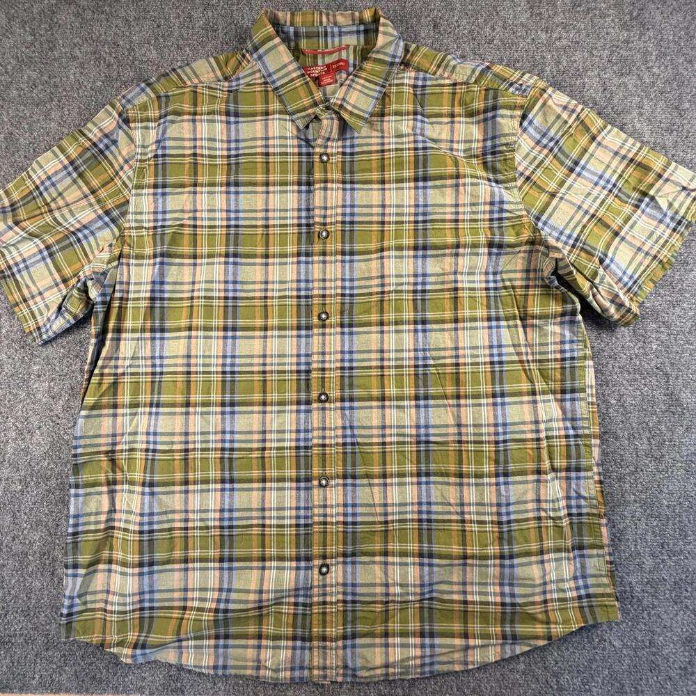 Eastern Mountain Sports Mens XXL Plaid Organic Cotton Short Sleeve Shirt 1474